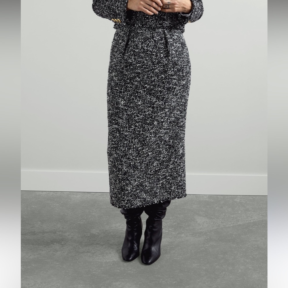 Zara textured tweed pencil skirt ankle length - Picture 4 of 12